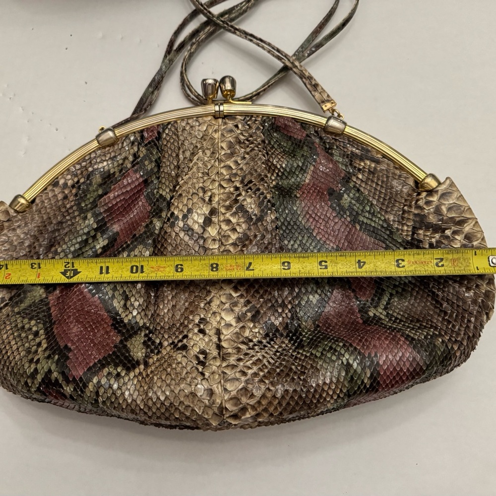Judith Leiber Brown and Red Python Clutch - image 4